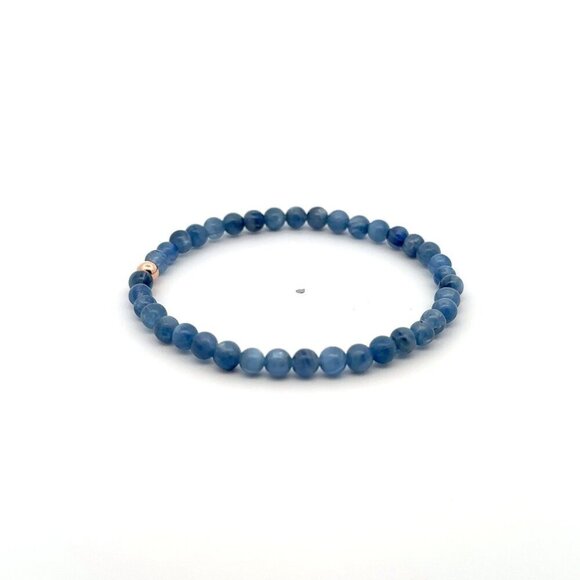 Natural Kyanite Gemstones Mini 4mm 18K Rose Gold Charm Bead - Picture 5 of 6